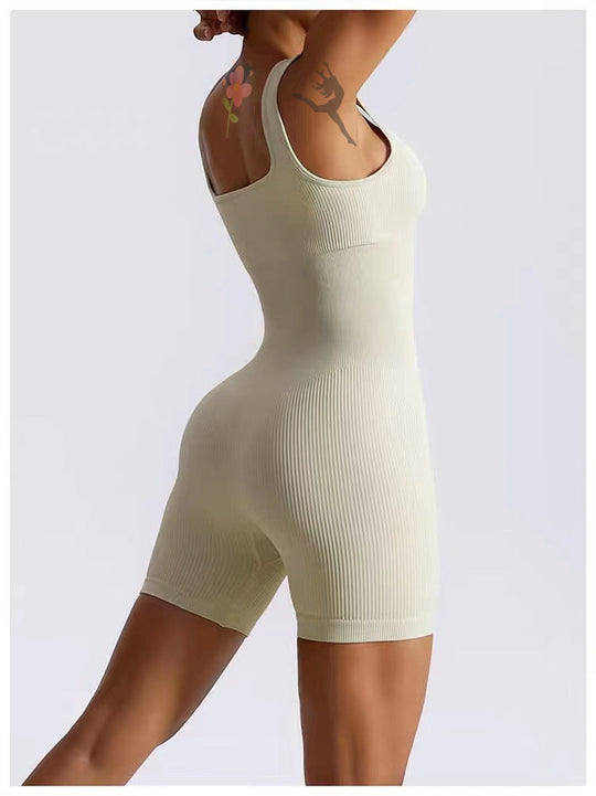 Damen Figurbetonter Sport-Bodysuit mit Rippstruktur