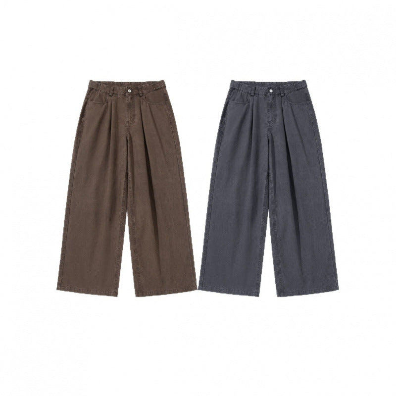 Damen Weite Bundfalten-Hose mit hoher Taille und weitem Bein Shop Nory