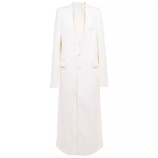 Damen Maxilanger schlanker Mantelblazer mit verdeckter Knopfleiste und schmaler Schulterlinie Shop Nory