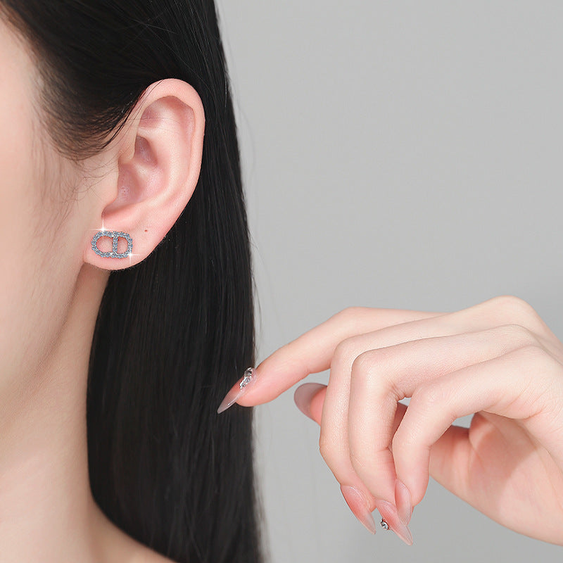 Damen Ohrstecker mit glitzerndem Kristallrahmen Shop Nory