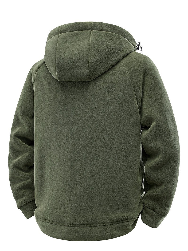 Herren Gefütterte Kapuzen-Fleecejacke mit Teddyfutter und durchgehendem Reißverschluss Shop Nory
