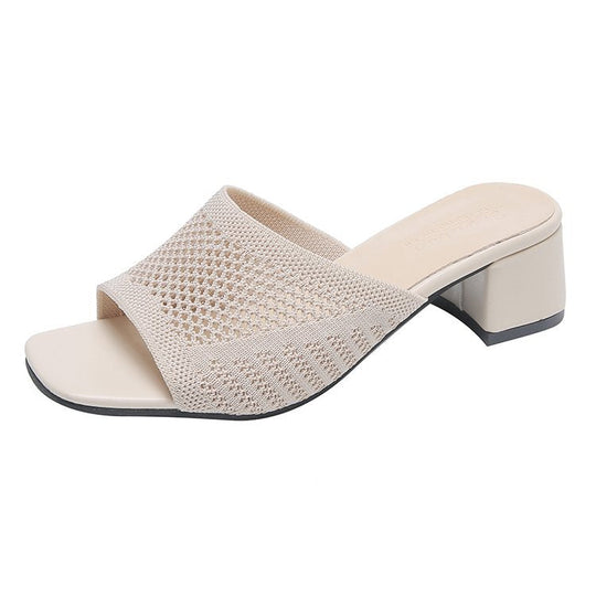 Damen Mules mit atmungsaktivem Netzdesign und bequemer Blockabsatzsohle