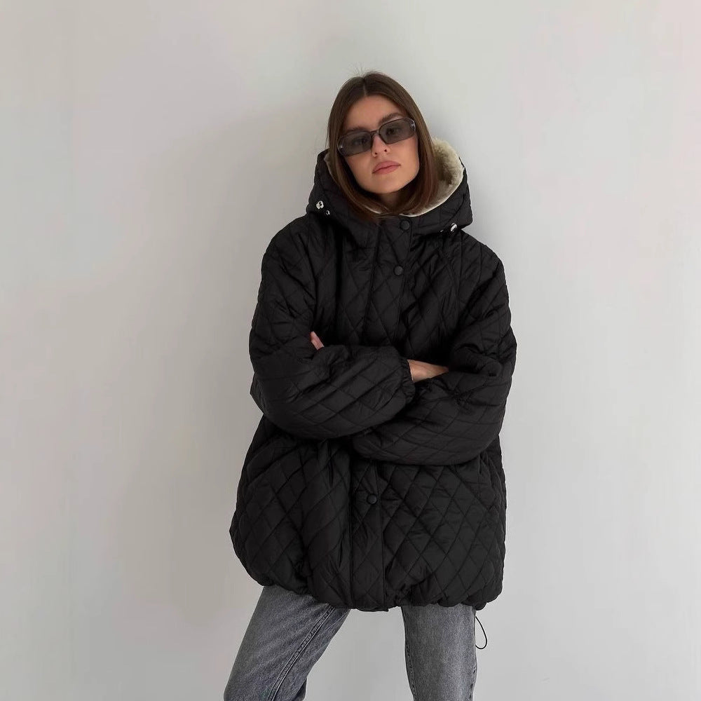 Damen Oversize Steppjacke mit Teddyfutter und Kapuze Shop Nory
