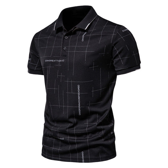 Herren Poloshirt mit modernem grafischen Druck und atmungsaktiver Funktion