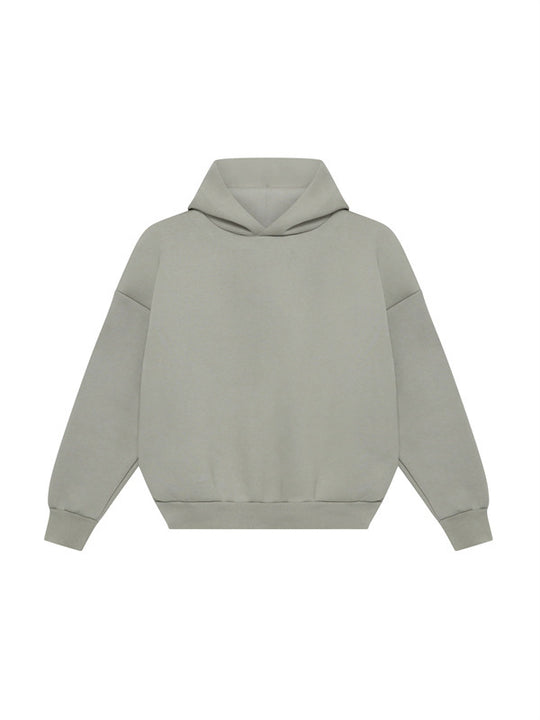 Unisex minimalistischer Kapuzenpullover ohne Kängurutasche mit überschnittener Schulter und geripptem Saum Shop Nory