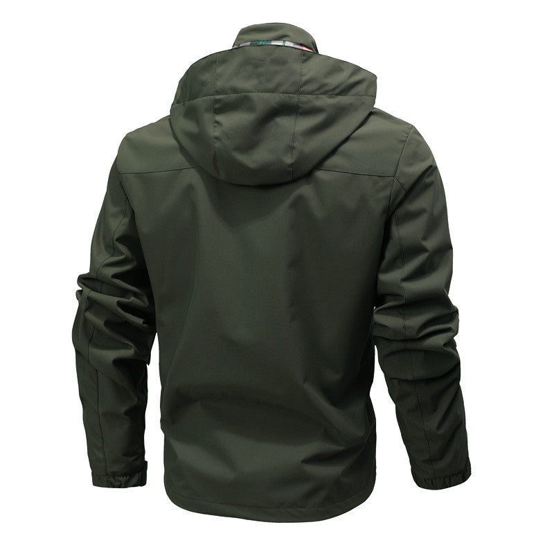 Herren Funktionsjacke mit Kapuze, Utility-Taschen und kariertem Futter Shop Nory