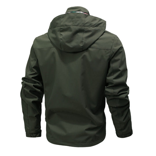 Herren Funktionsjacke mit Kapuze, Utility-Taschen und kariertem Futter Shop Nory