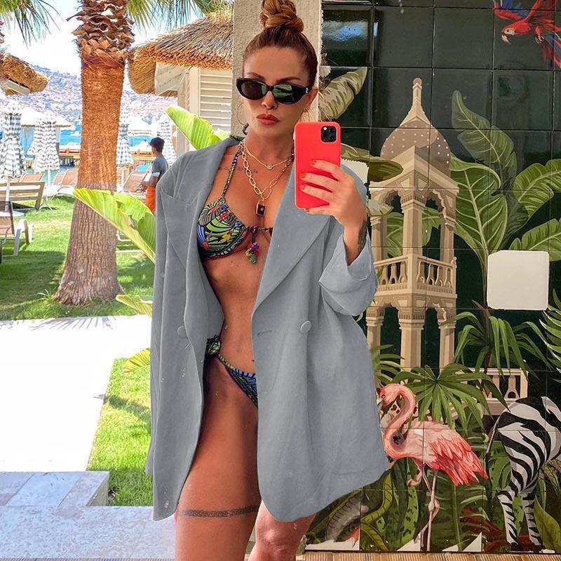 [Damen] Leichter Oversize-Strandblazer als lässiges Cover-Up mit fallendem Revers Shop Nory