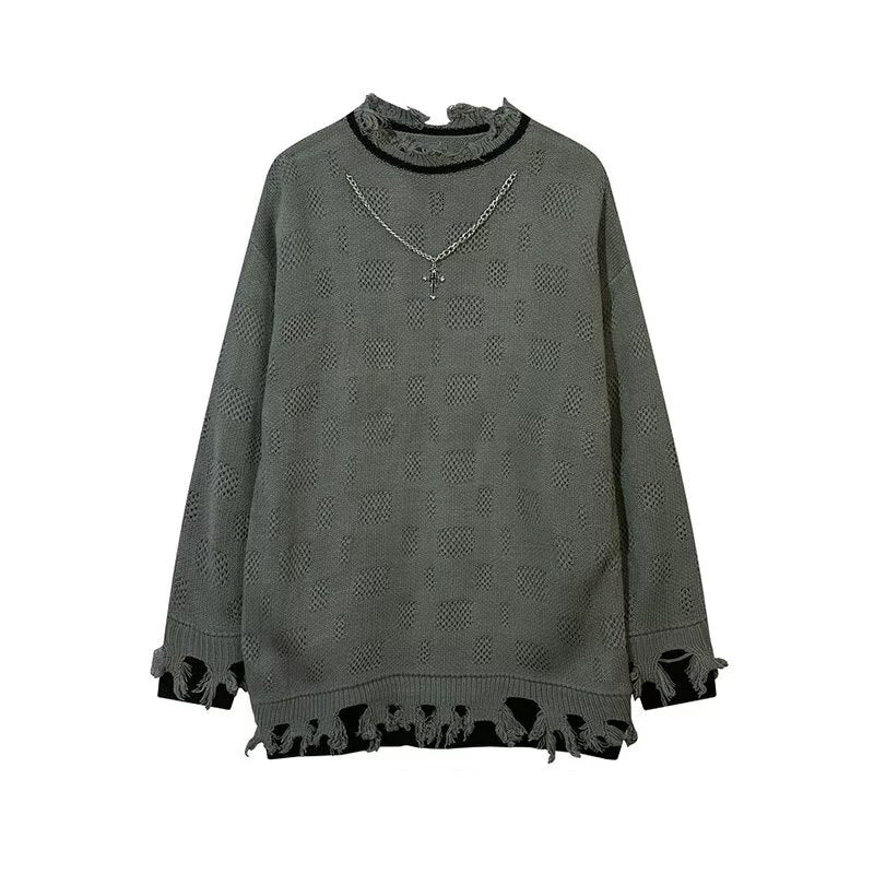 Unisex Lässiger Grobstrickpullover mit Fransen Shop Nory