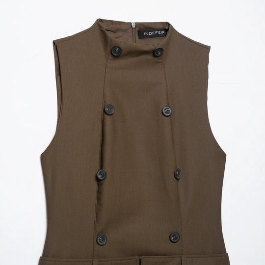 Damen Ärmelloses Pinafore‑Kleid mit doppelreihiger Knopfleiste und taillierter Passform Shop Nory