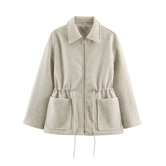 Damen Kurzjacke aus Wollmix mit Tunnelzug‑Taillierung und aufgesetzten Taschen Shop Nory