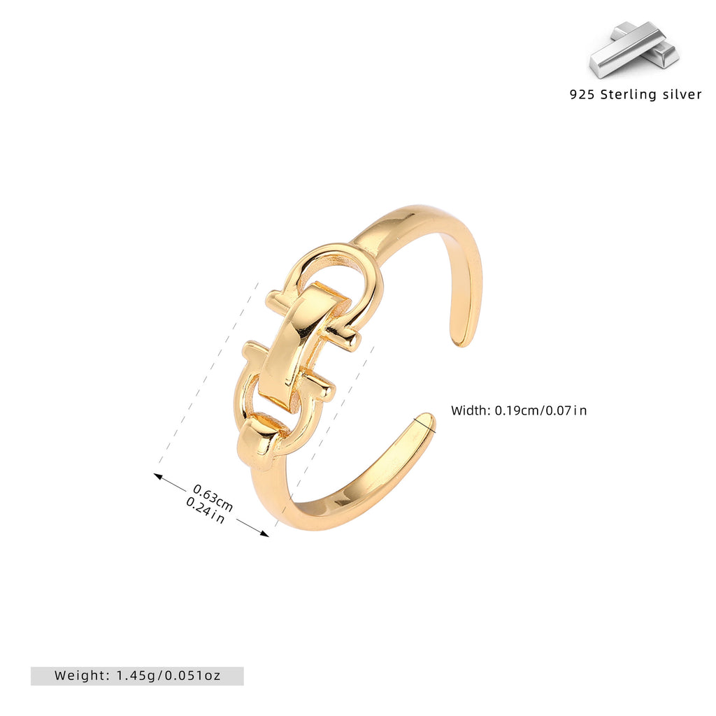 Damen offener Ring aus hochwertigem 925 Sterling Silber mit filigranem Ketten-Design Shop Nory