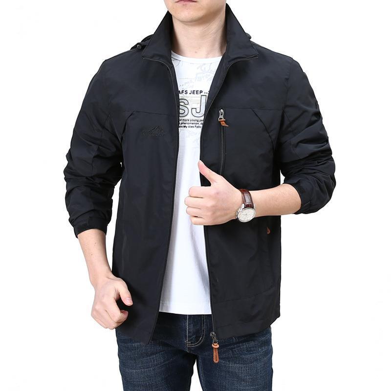 Herren Leichter winddichter Nylon-Blouson mit Stehkragen und Brustreißverschlusstasche Shop Nory
