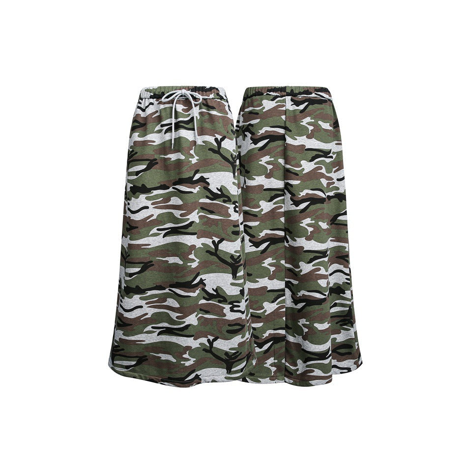 Damen Midi-Rock im Camouflage-Style mit elastischem Bund und Kordelzug Shop Nory