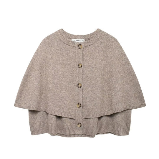 Damen Cape-Cardigan mit Knopfleiste und zweilagigem Umhang Shop Nory