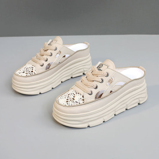 Damen Sportliche Plateau-Sneaker mit atmungsaktiver Mesh-Oberfläche Shopnory