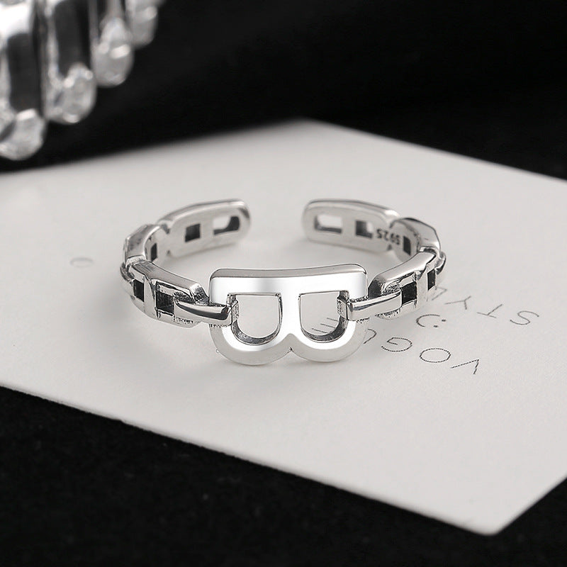 Damen Offener Ring mit modernem Kettenmuster Shop Nory