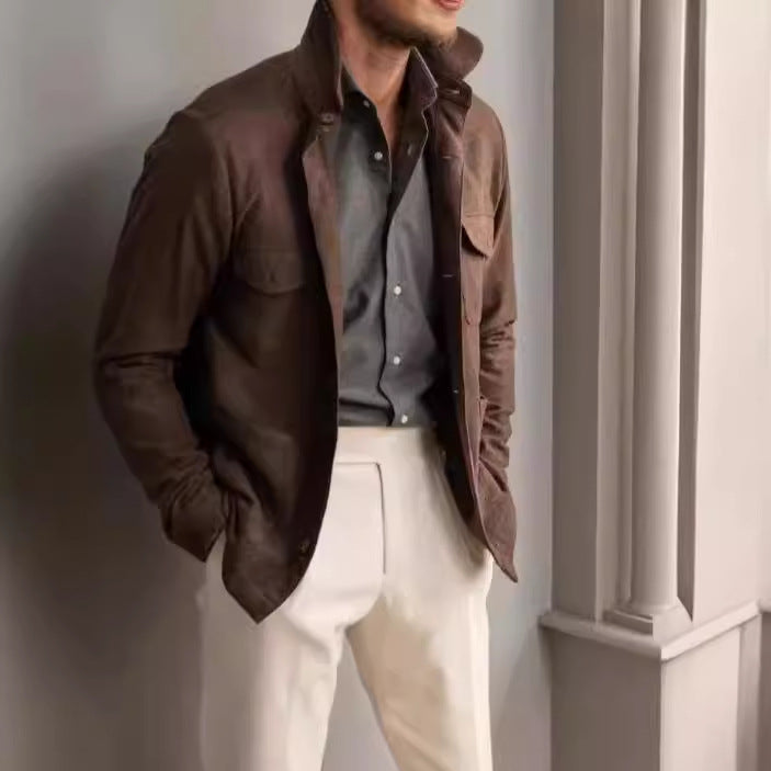 Herren praktische Jacke im schicken Utility-Stil mit hohen Kragen