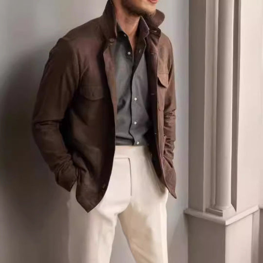 Herren praktische Jacke im schicken Utility-Stil mit hohen Kragen