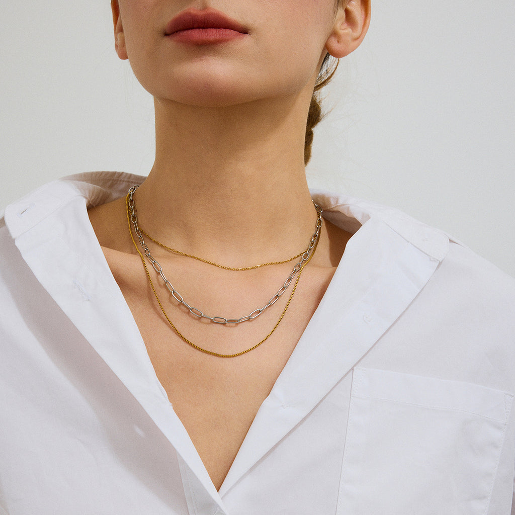 Damen Mehrlagige Edelstahl Halskette Shop Nory
