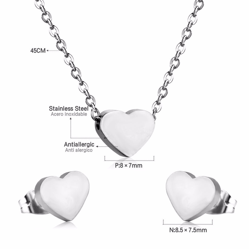 Damen Schmuckset mit Herzanhänger und Ohrringen aus hochwertigem Edelstahl Shop Nory