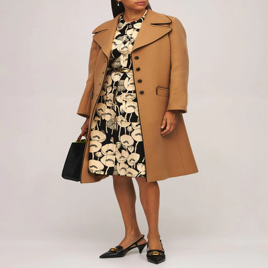 Damen Taillierter Wollmix-Mantel mit weitem Revers und ausgestelltem Rockteil Shop Nory