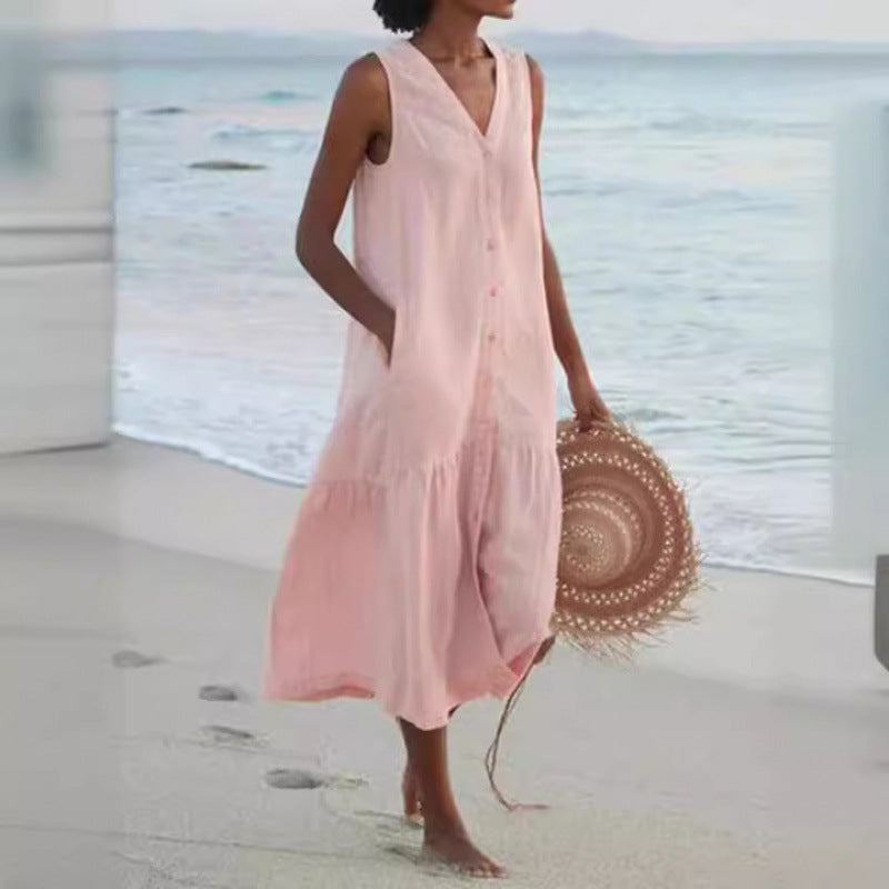 Damen Sommerliches Leinenkleid