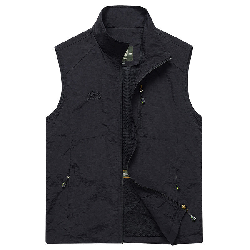 Herren ultraleichte atmungsaktive Outdoor‑Trekkingweste mit Mesh‑Futter, Stehkragen und Mehrfach‑Reißverschlusstaschen Shop Nory