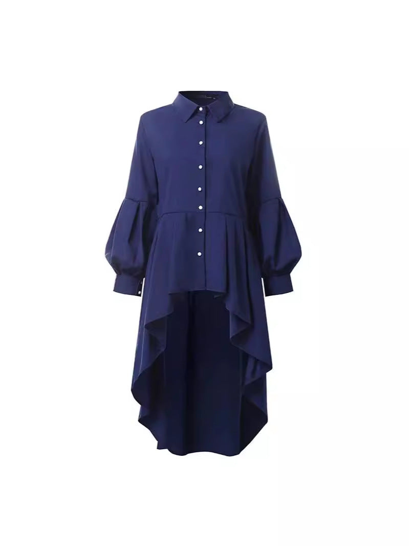 Damen Elegante Bluse mit asymmetrischem Schnitt und langen Ärmeln Shopnory