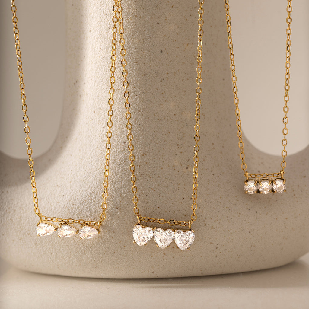 Damen Halskette mit funkelnden Zirkonia und verstellbarem Edelstahlverschluss Shop Nory