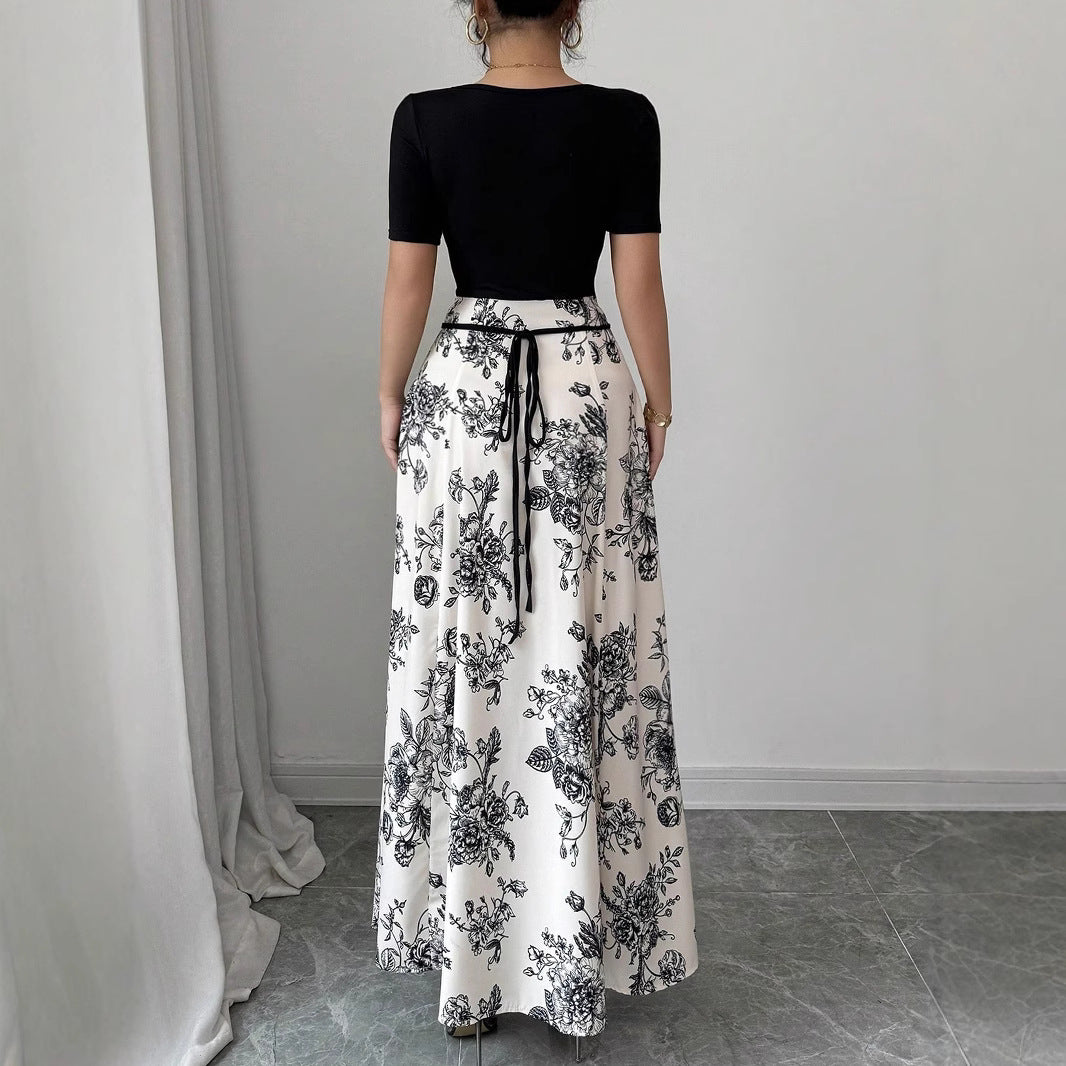 Damen Hochtaillierter Maxirock mit floralem Print und ausgestelltem Schnitt Shop Nory