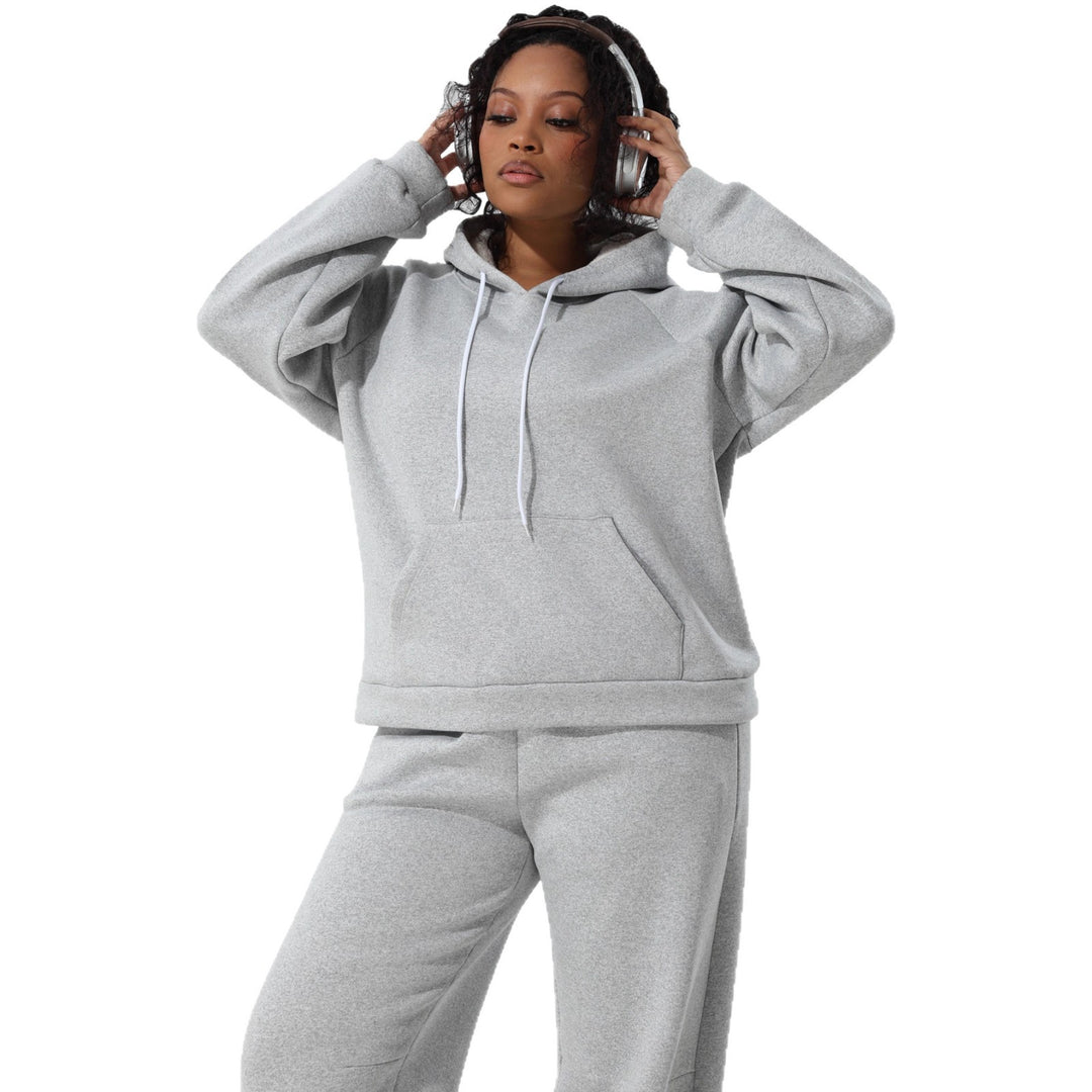 Damen Kuschel-Hoodie im Relax-Fit mit Kontrast-Kordel und Kängurutasche Shopy Nory