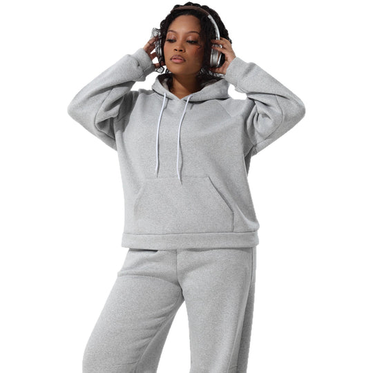 Damen Kuschel-Hoodie im Relax-Fit mit Kontrast-Kordel und Kängurutasche Shopy Nory