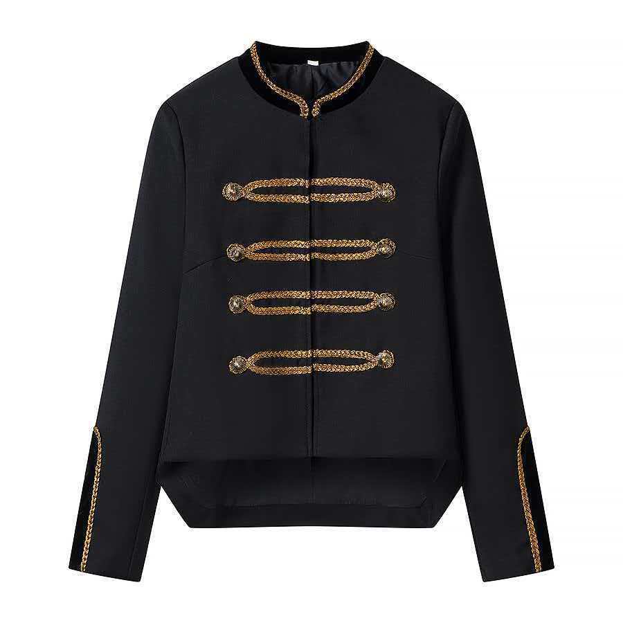 Damen Cropped-Militärjacke mit Zierkordel und Samtkragen Shop Nory