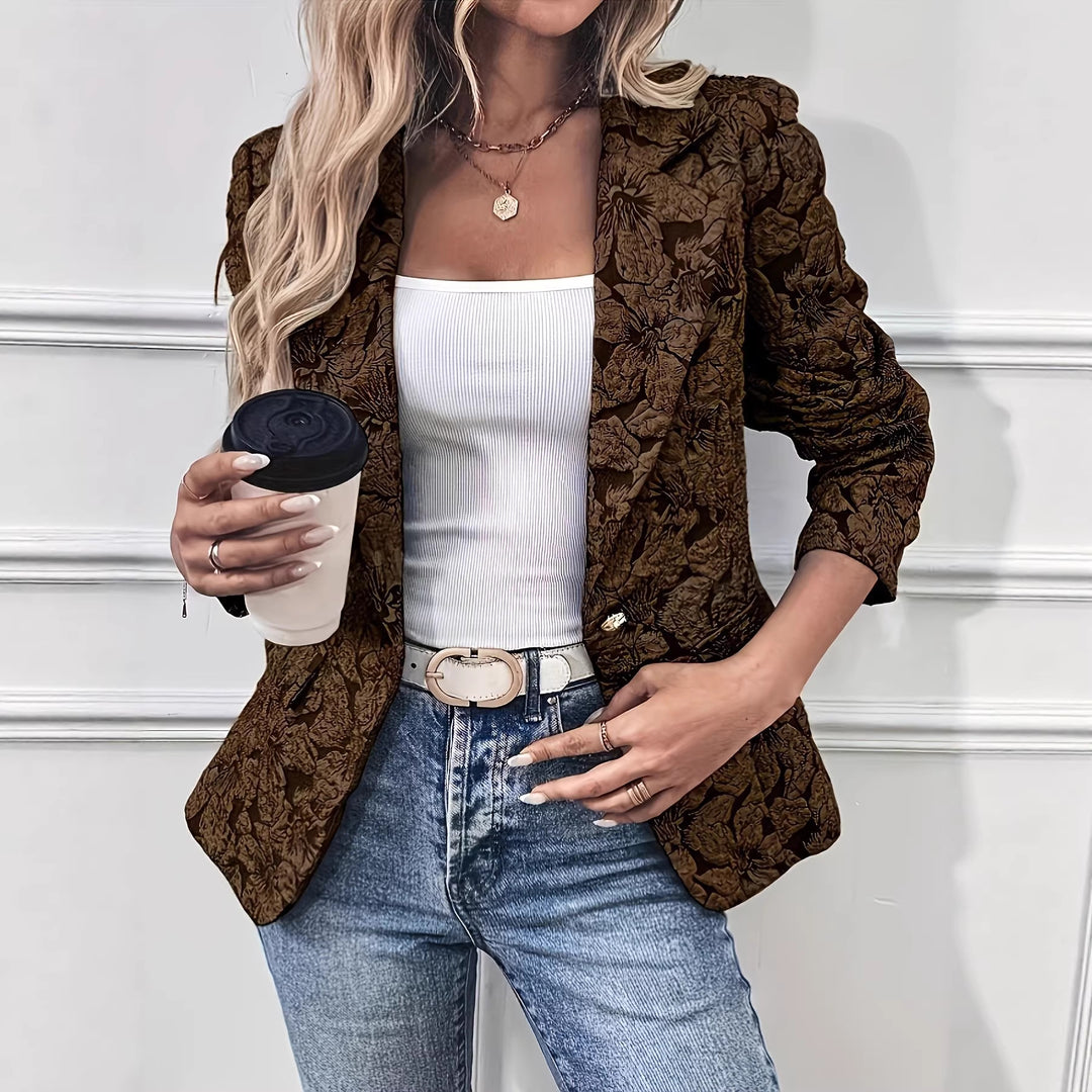 Damen Taillierter Jacquard-Blazer mit floralem Reliefmuster Shop Nory