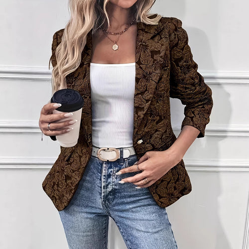 Damen Taillierter Jacquard-Blazer mit floralem Reliefmuster Shop Nory