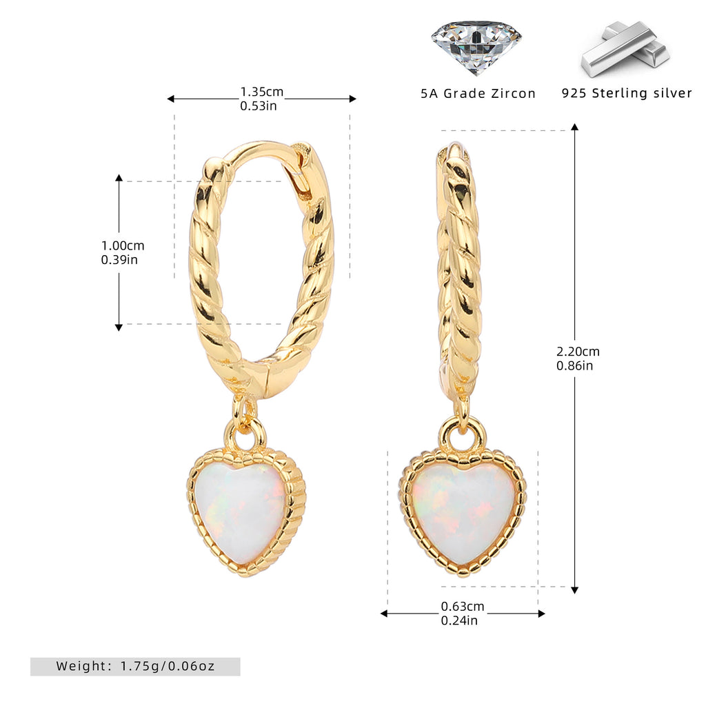 Damen Ohrhänger mit herzförmigem Opalanhänger und hochwertigem 925 Sterling Silber Shop Nory
