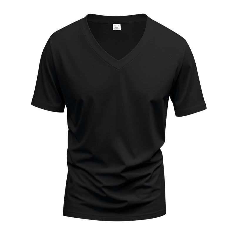 Herren V-Ausschnitt T-Shirt aus atmungsaktivem Baumwollmix mit modernem Schnitt