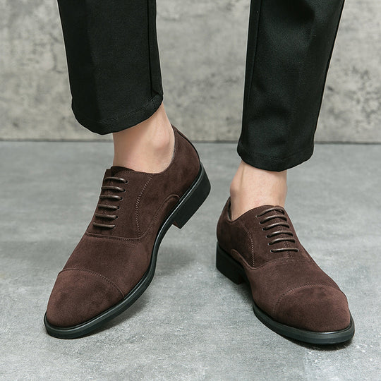 Herren elegante Veloursleder Oxford-Halbschuhe mit Kaptoefen-Detail, gepolstertem Komfortfußbett und rutschfester Gummisohle Shop Nory