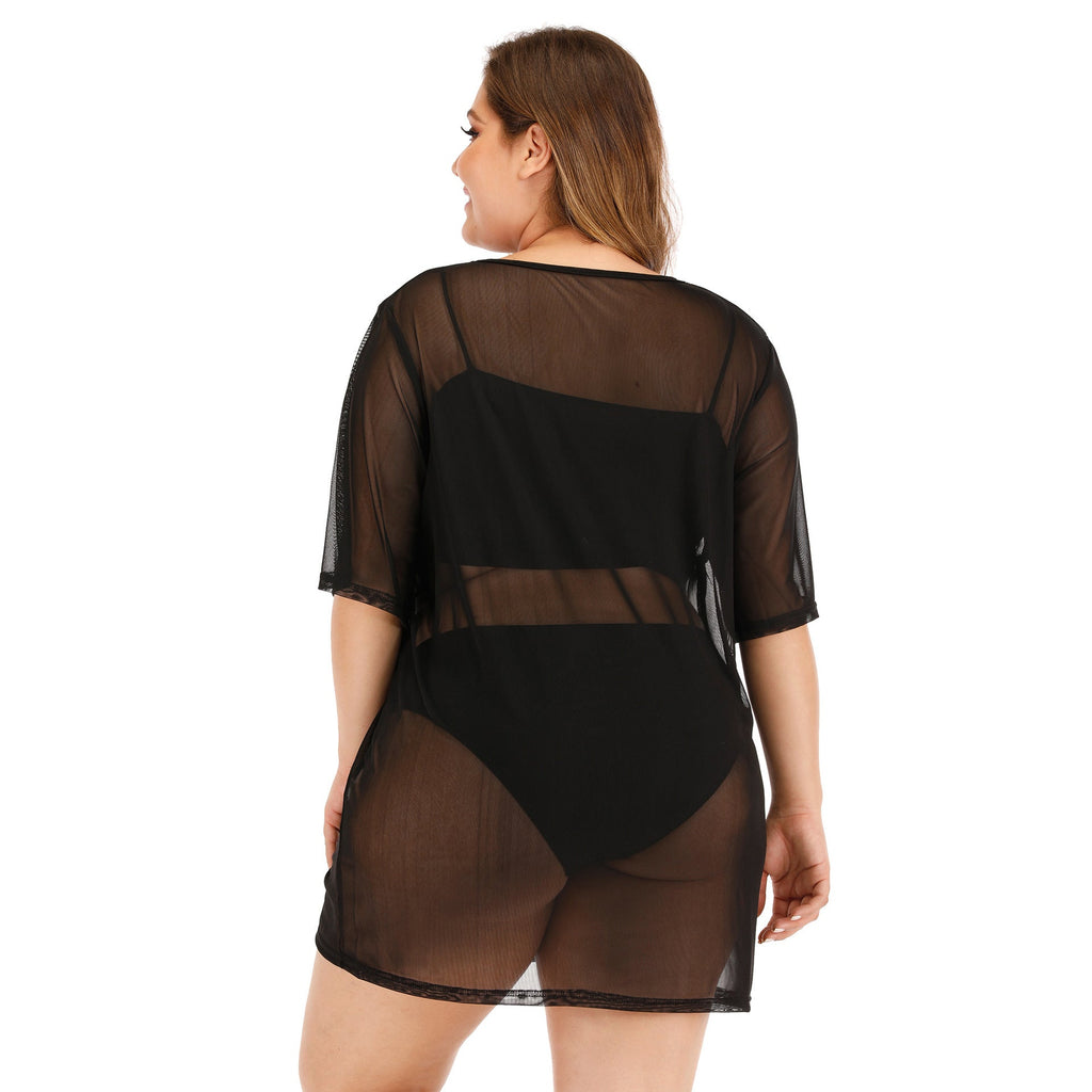 Damen transparenter Strandüberwurf mit weitem Schnitt