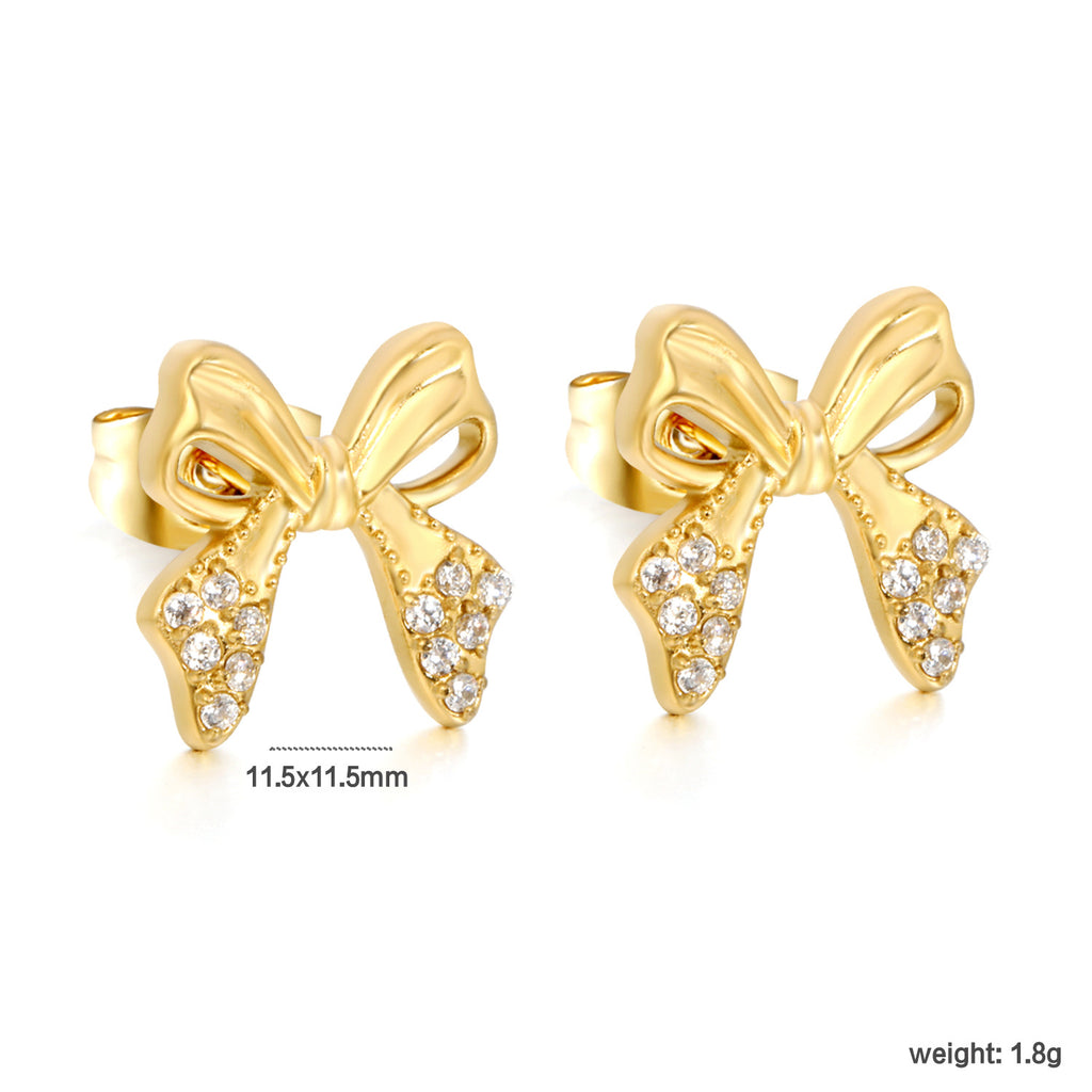 Damen Ohrstecker im eleganten Schleifen-Design mit funkelnden Zirkonia Shop Nory