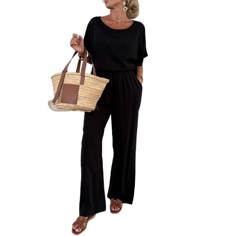 Damen Lässiger Jumpsuit mit weitem Bein und Taillenzug