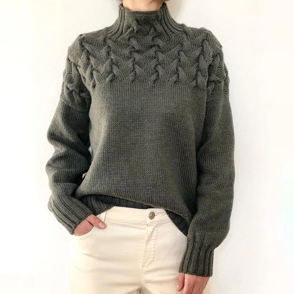 Damen nan Strickpullover mit Zopfstruktur und hohem Rollkragen Shop Nory