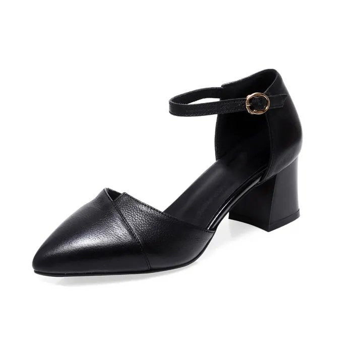 Damen elegante Halbschuhe mit modischer Schnallenverzierung und stabilen Blockabsatz