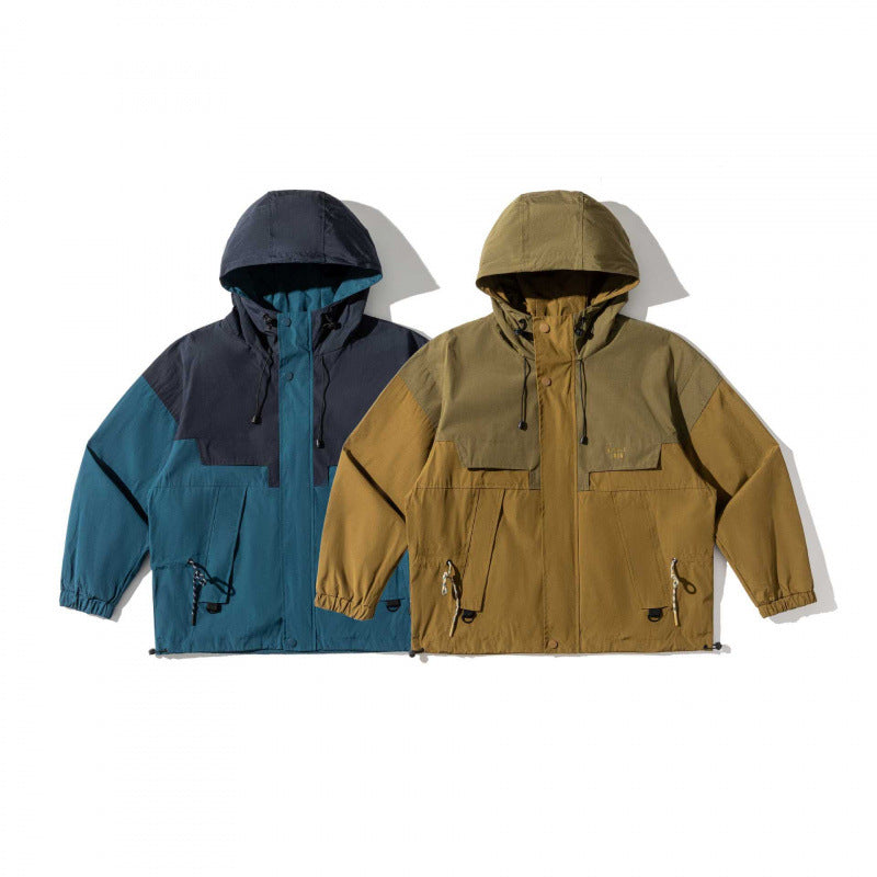 Unisex Weitgeschnittene Utility-Fieldjacke mit Kapuze, Tunnelzug und Pattentaschen Shop Nory
