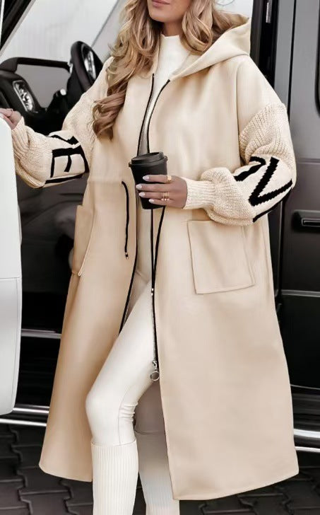 Damen nan Kapuzenmantel mit oversized Schnitt, gestrickten Ärmelbündchen und aufgesetzten Taschen Shop Nory
