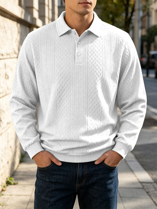Herren Feinstrick-Poloshirt mit Zopfmuster und gerippten Bündchen Shop Nory