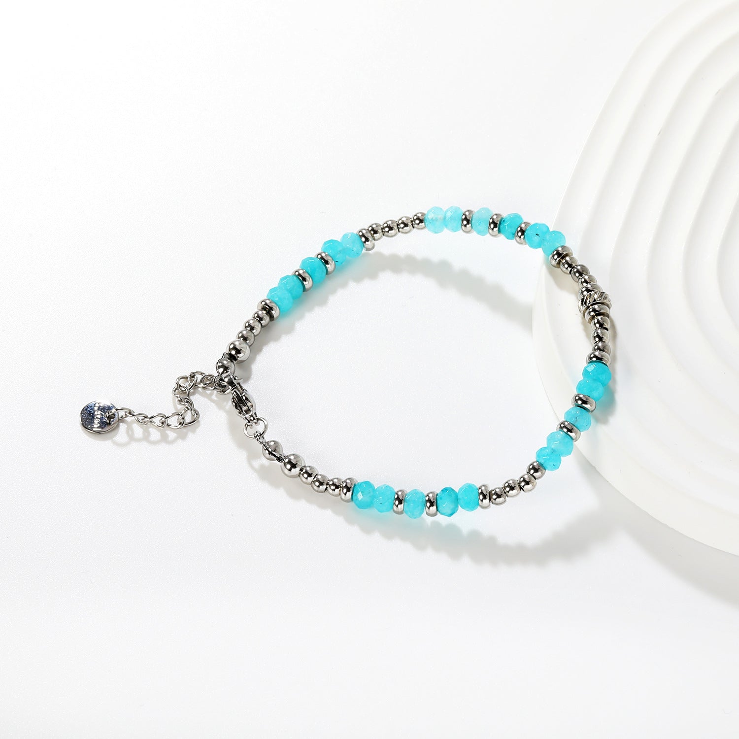 Damen stilvolles Armband mit bunten Aquamarin-Elementen und Edelstahl-Details Shop Nory