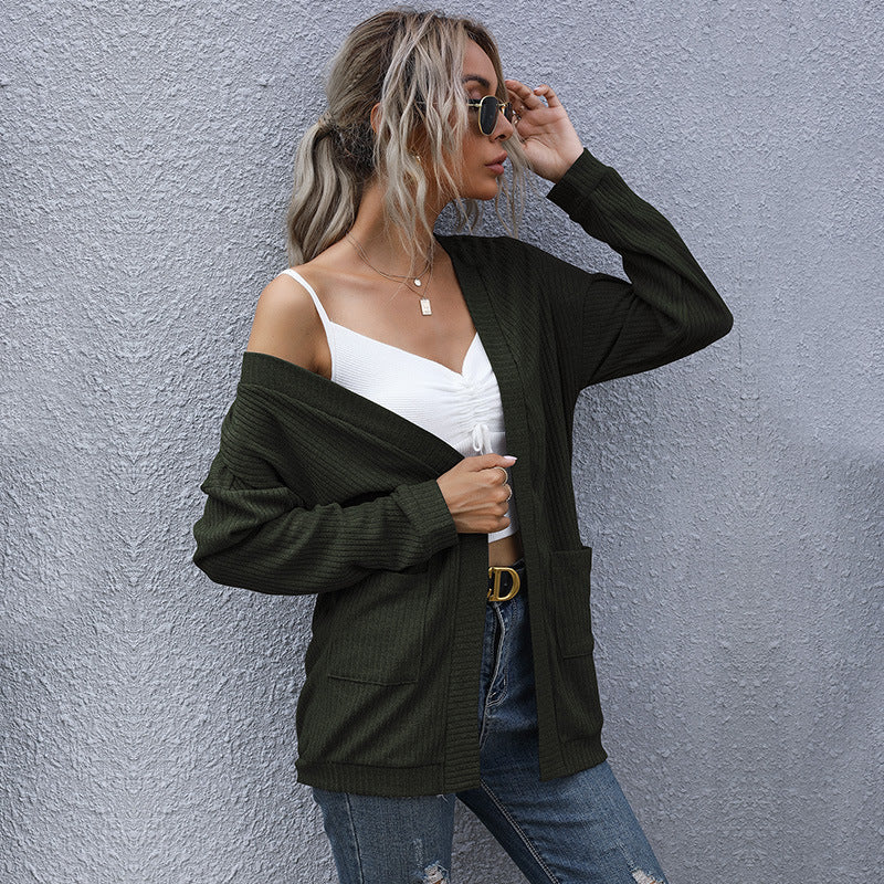 Damen Lockerer Feinstrick-Cardigan mit geripptem Strukturstrick und aufgesetzten Taschen Shop Nory