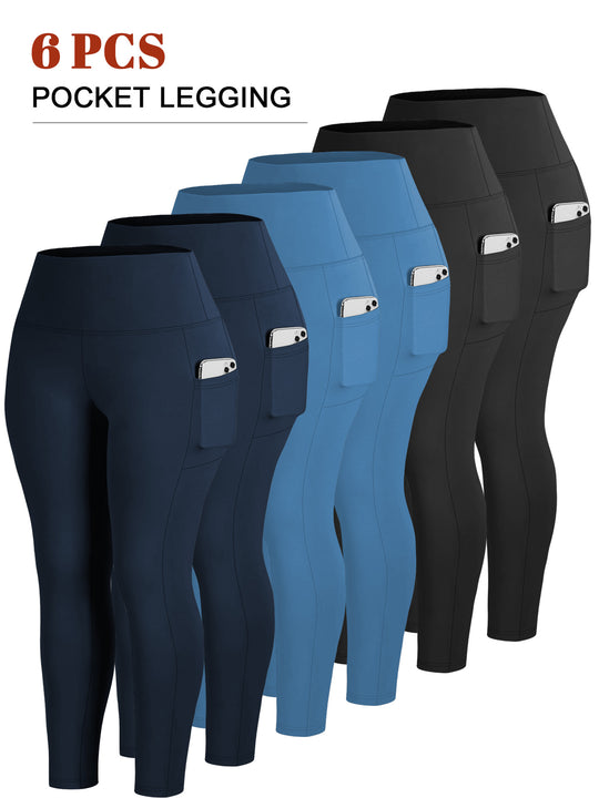 Damen Knöchelhohe Sportleggings mit hohem Bund und seitlicher Smartphone-Tasche Shopy Nory